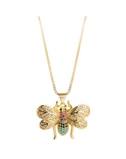 Creative Gold Plated Bee Pendant High Fashion Women Costume Necklace