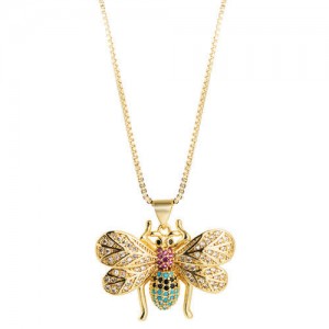 Creative Gold Plated Bee Pendant High Fashion Women Costume Necklace