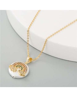 Rainbow Pendant Cute Fashion Women Golden Costume Necklace