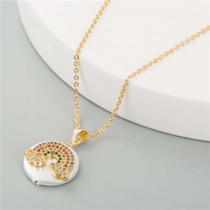 Rainbow Pendant Cute Fashion Women Golden Costume Necklace