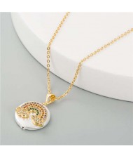 Rainbow Pendant Cute Fashion Women Golden Costume Necklace