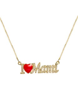 Love Fashion English Alphabets Pendant Golden Costume Necklace