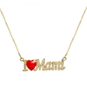 Love Fashion English Alphabets Pendant Golden Costume Necklace