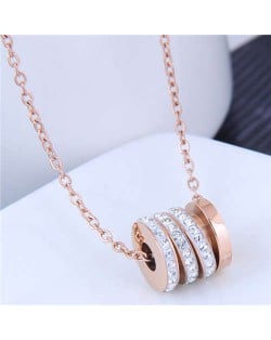 Creative Bead Pendant Korean Fashion Women Stainless Steel Costume Necklace - White