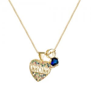 Gift to Mother High Fashion Golden Heart Costume Necklace