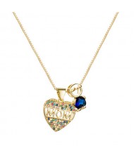 Gift to Mother High Fashion Golden Heart Costume Necklace