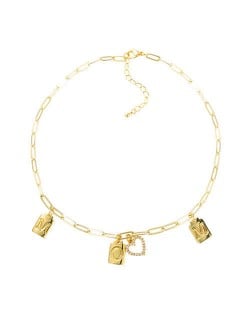 Alphabets and Heart Pendant Gift to Mother Choice Women Golden Fashion Necklace