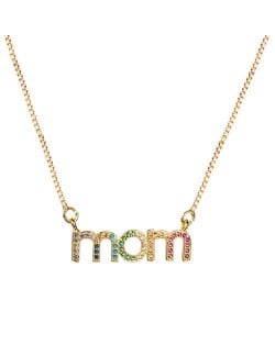 Colorful Alphabets Pendant Mothers Day Gift Series High Fashion Women Golden Necklace