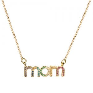 Colorful Alphabets Pendant Mothers Day Gift Series High Fashion Women Golden Necklace