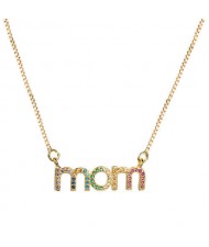 Colorful Alphabets Pendant Mothers Day Gift Series High Fashion Women Golden Necklace