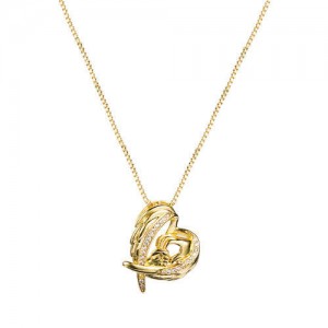 Angel Wings Heart Design Golden Fashion Necklace