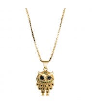 Rhinestone Inlaid Vintage 18K Gold Plated Night Owl Women Fashion Necklace