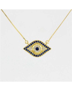 Attractive Blue Eye Pendant Western Fashion Golden Costume Necklace