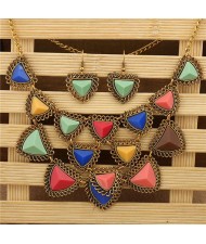 Multicolors Resin Gem Vintage Fashion Women Bib Statement Necklace