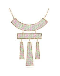Fluorescent Effect Geometric Combo Design Women Bib Statement Necklace