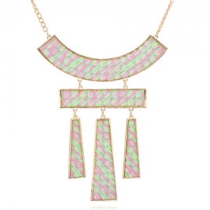 Fluorescent Effect Geometric Combo Design Women Bib Statement Necklace