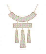 Fluorescent Effect Geometric Combo Design Women Bib Statement Necklace