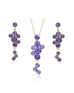 Grape Cluster Amethyst 18K Rose Gold Pendant Necklace Earrings Set