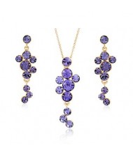 Grape Cluster Amethyst 18K Rose Gold Pendant Necklace Earrings Set