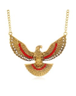 Eagle Pendant U.S. High Fashion Short Alloy Costume Necklace - Golden