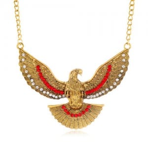 Eagle Pendant U.S. High Fashion Short Alloy Costume Necklace - Golden
