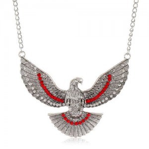 Eagle Pendant U.S. High Fashion Short Alloy Costume Necklace - Silver