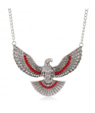 Eagle Pendant U.S. High Fashion Short Alloy Costume Necklace - Silver
