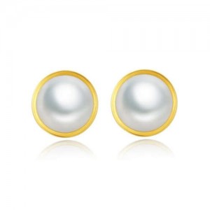 Freshwater Pearl 14K Gold Plated 925 Sterling Silver Women Stud Earrings