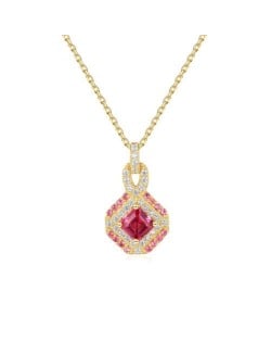 Royal Fashion Ruby Pendant Gold Plated 925 Sterling Silver Fair Lady Necklace