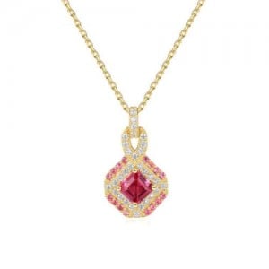 Royal Fashion Ruby Pendant Gold Plated 925 Sterling Silver Fair Lady Necklace