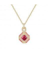 Royal Fashion Ruby Pendant Gold Plated 925 Sterling Silver Fair Lady Necklace