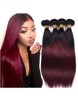 Burgundy Straight Color 1B/99J Brazilian Virgin Remy Human Hair 1 Piece Hair Bundle