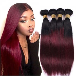 Burgundy Straight Color 1B/99J Brazilian Virgin Remy Human Hair 1 Piece Hair Bundle