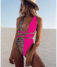Leopard Prints One-piece Design Hot Style Women Swimwear - Rose