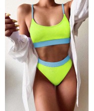 Solid Color Women Split Bikini Swimsuit - Fluorescent Green