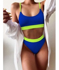 Solid Color Women Split Bikini Swimsuit - Royal Blue