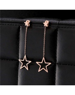 Dangling Golden Star Design Stainless Steel Women Earrings