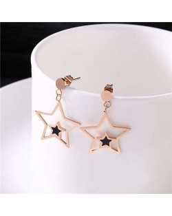 Star Theme Western Fashion Stainless Steel Earrings