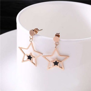 Star Theme Western Fashion Stainless Steel Earrings