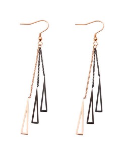 Geometric Design Tassel Stainless Steel Shoulder Duster Earrings