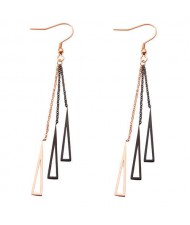 Geometric Design Tassel Stainless Steel Shoulder Duster Earrings