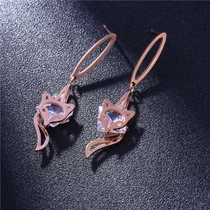 Fox Design Stainless Steel Women Shoulder Duster Earrings