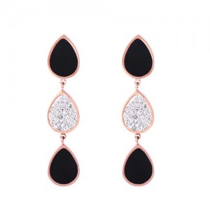 Unique Contrast Colors Waterdrop Strand Design Stainless Steel Women Earrings