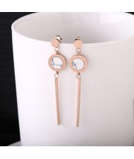Rounds and Dangling Tassel Combo Women Stainless Steel Earrings