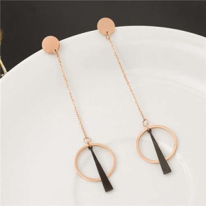 Unique Dangling Rings Design Stainless Steel Earrings