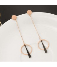 Unique Dangling Rings Design Stainless Steel Earrings