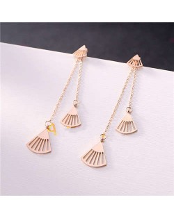 Romantic Seashell Stainless Steel Tassel Earrings