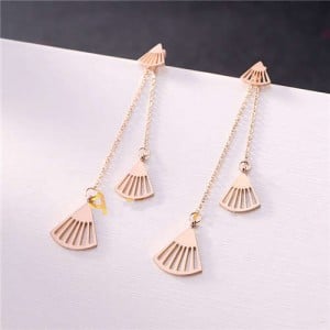 Romantic Seashell Stainless Steel Tassel Earrings