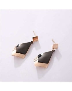 Dual Colors Geometric Design Women Stainless Steel Earrings