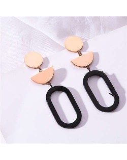Geometric Combo Contrast Color Stainless Steel Women Tassel Earrings